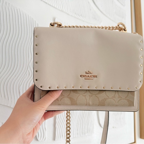 Coach klare crossbody Beige/Khaki Signature Chain in signature canvas